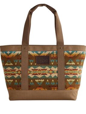 Pendleton Brown Aztec Canvas Tote with Teal & Cream Accents